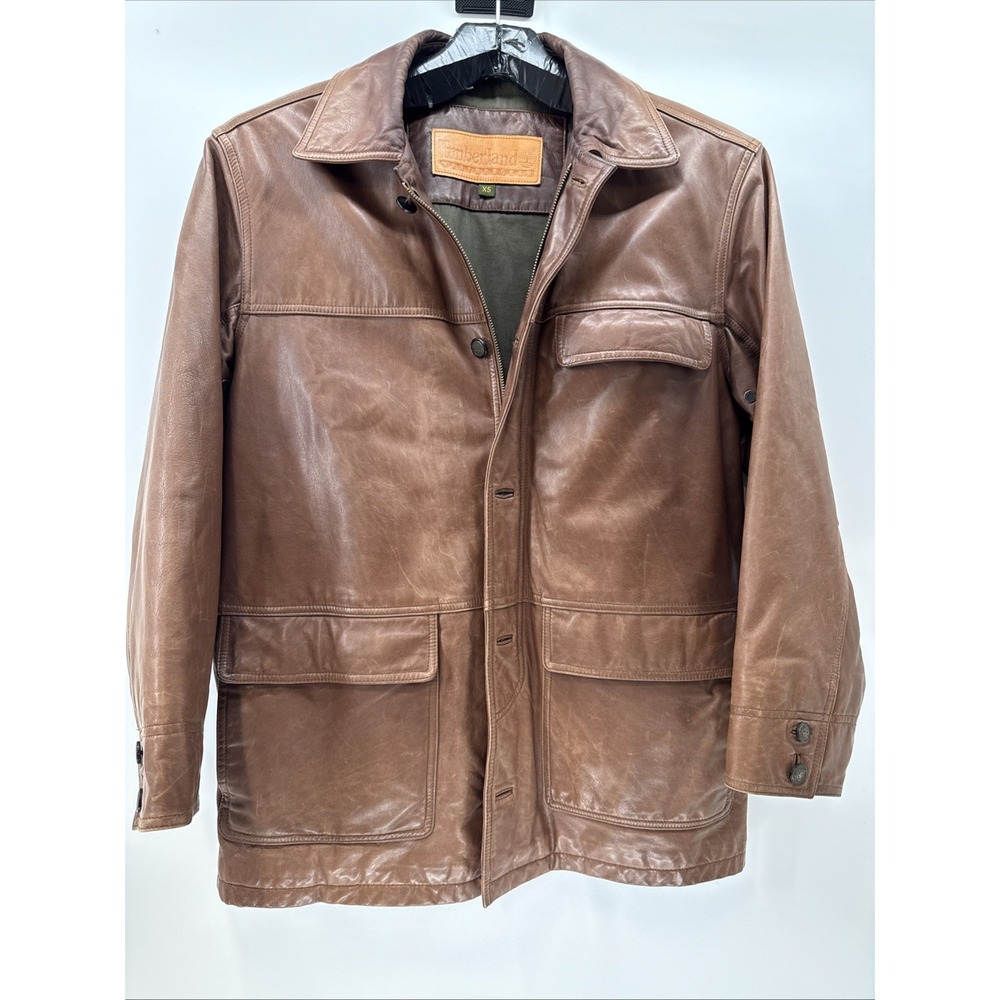 Timberland Brown Leather Jacket Highquality‎ Vintage Size Small